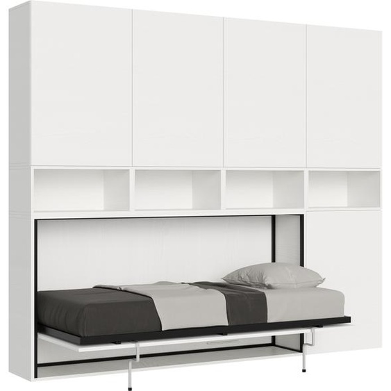 ITAMOBY - Armoire lit escamotable horizontal 1 couchage 85 Kando avec matelas comp.C Frêne Blanc