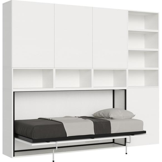 ITAMOBY - Armoire lit escamotable horizontal 1 couchage 85 Kando avec matelas comp.E Frêne Blanc