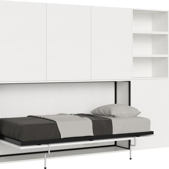 ITAMOBY - Armoire lit escamotable horizontal 1 couchage 85 Kando avec matelas comp.F Frêne Blanc