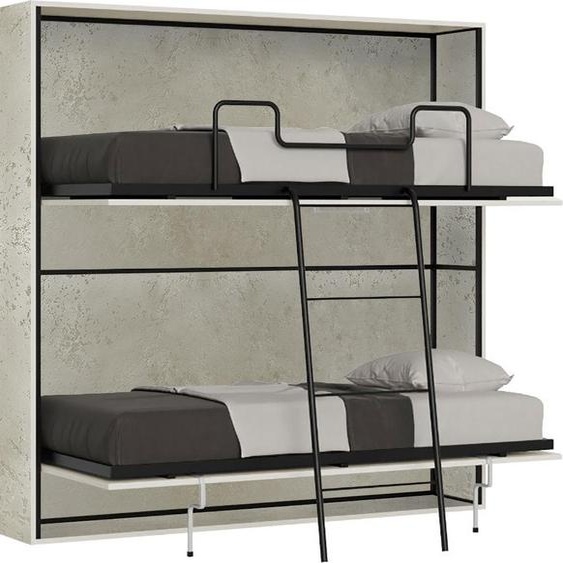 ITAMOBY - Armoire lit escamotable horizontal superposé 2 couchages 85 Kando avec matelas Cachemire