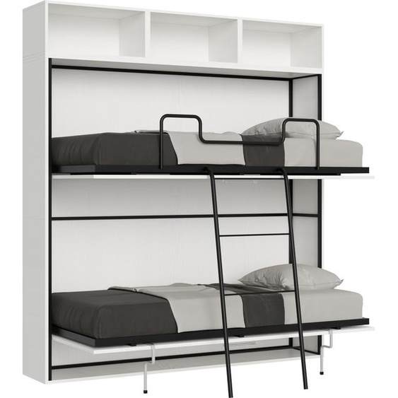 ITAMOBY - Armoire lit escamotable horizontal superposé 2 couchages 85 Kando comp.L Frêne Blanc