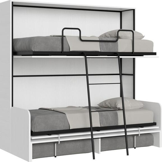 ITAMOBY - Armoire lit escamotable horizontal superposé 2 couchages 85 Kando Sofa avec matelas Frêne Blanc -A20