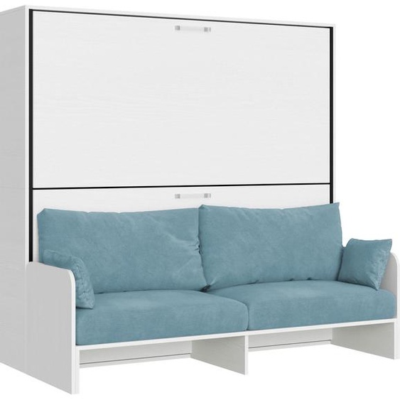ITAMOBY - Armoire lit escamotable horizontal superposé 2 couchages 85 Kando Sofa avec matelas Frêne Blanc-A33