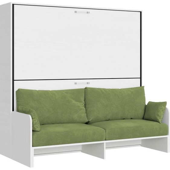 ITAMOBY - Armoire lit escamotable horizontal superposé 2 couchages 85 Kando Sofa avec matelas Frêne Blanc-A35