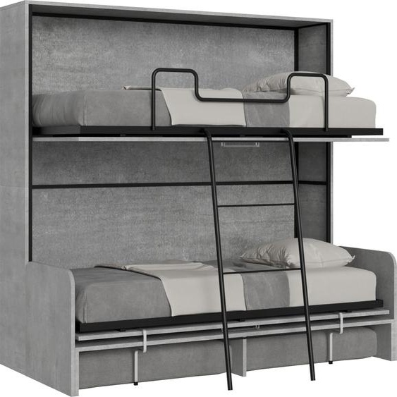 ITAMOBY - Armoire lit escamotable horizontal superposé 2 couchages 85 Kando Sofa avec matelas Gris Béton -A20