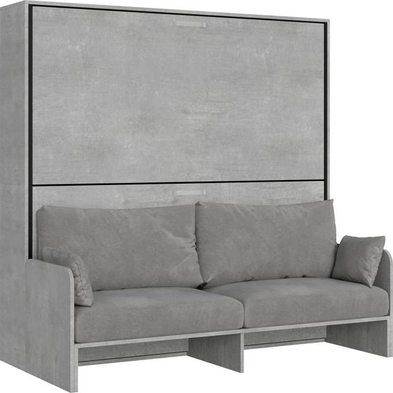 ITAMOBY - Armoire lit escamotable horizontal superposé 2 couchages 85 Kando Sofa avec matelas Gris Béton -A20