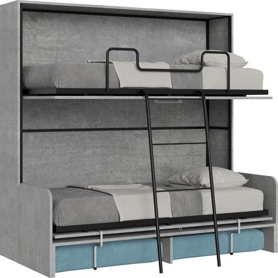 ITAMOBY - Armoire lit escamotable horizontal superposé 2 couchages 85 Kando Sofa avec matelas Gris Béton-A33