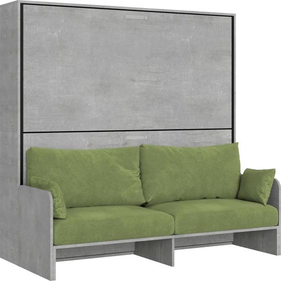ITAMOBY - Armoire lit escamotable horizontal superposé 2 couchages 85 Kando Sofa avec matelas Gris Béton-A35