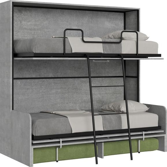 ITAMOBY - Armoire lit escamotable horizontal superposé 2 couchages 85 Kando Sofa Gris Béton-A35