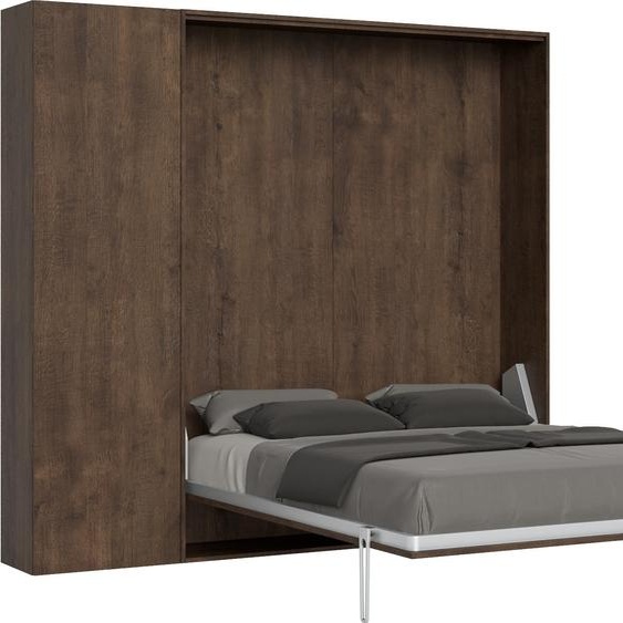 ITAMOBY - Armoire lit queen size escamotable vertical 160 Kentaro avec colonne Noyer