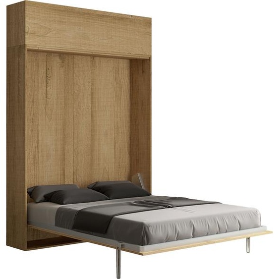 ITAMOBY - Armoire lit queen size escamotable vertical 160 Kentaro avec èlèment haut Chêne Nature