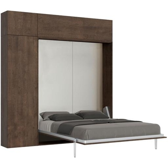ITAMOBY - Armoire lit queen size escamotable vertical 160 Kentaro avec meublier Noyer