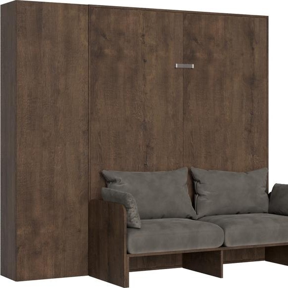 ITAMOBY - Armoire lit queen size escamotable vertical 160 Kentaro Sofa avec colonne Noyer -A20