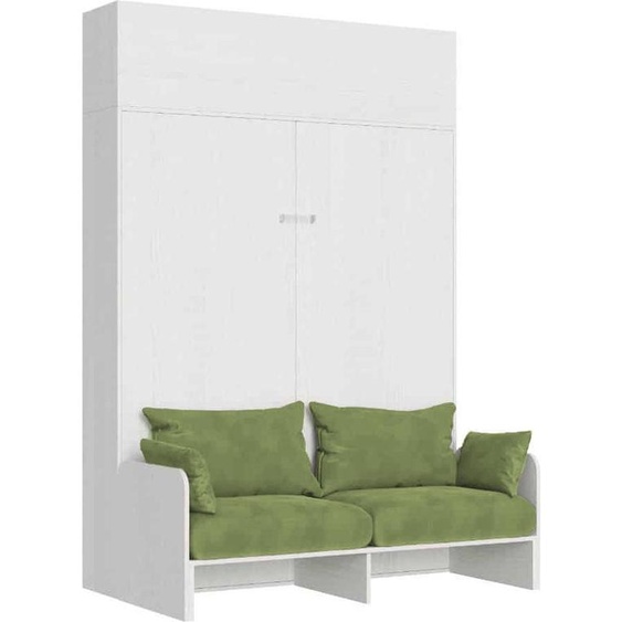 ITAMOBY - Armoire lit queen size escamotable vertical 160 Kentaro Sofa avec èlèment haut Frêne Blanc-A35