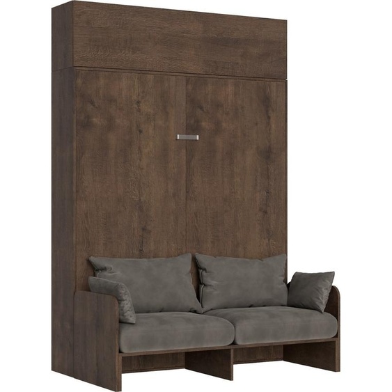 ITAMOBY - Armoire lit queen size escamotable vertical 160 Kentaro Sofa avec èlèment haut Noyer -A20
