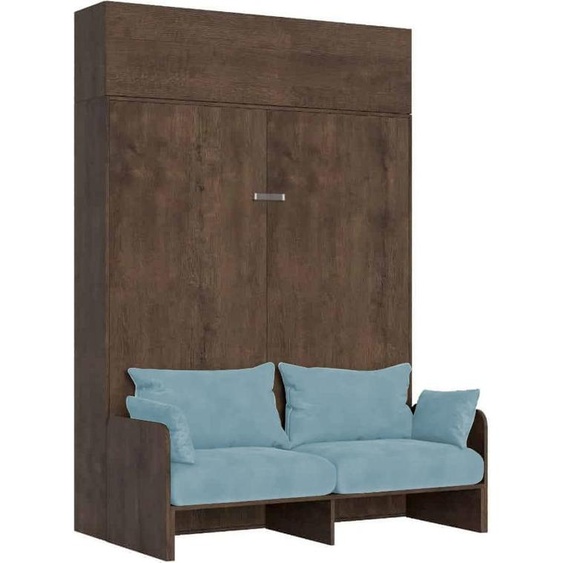 ITAMOBY - Armoire lit queen size escamotable vertical 160 Kentaro Sofa avec èlèment haut Noyer-A33