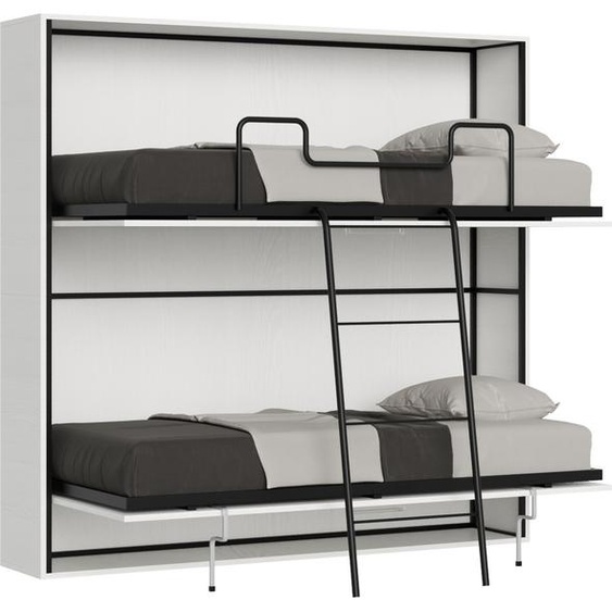 ITAMOBY - Lit escamotable horizontal superposé 2 couchages 85 Kando avec matelas Frêne Blanc