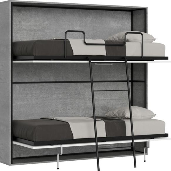 ITAMOBY - Lit escamotable horizontal superposé 2 couchages 85 Kando Gris Béton