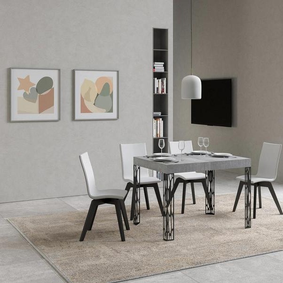 ITAMOBY - Table extensible 110/194x70 cm Ghibli gris béton pieds anthracite