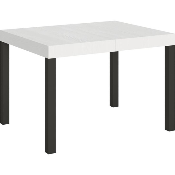 ITAMOBY - Table extensible 120/204x80 cm Everyday frêne blanc pieds anthracite