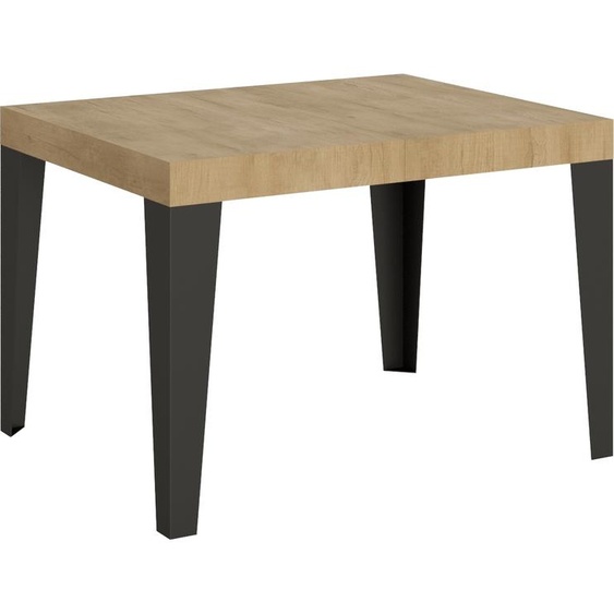 ITAMOBY - Table extensible 120/204x80 cm Flame chêne nature pieds anthracite