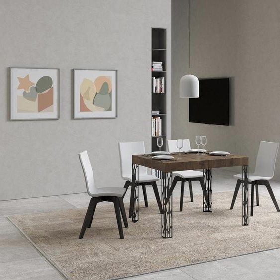 ITAMOBY - Table extensible 120/204x80 cm Ghibli noyer pieds anthracite