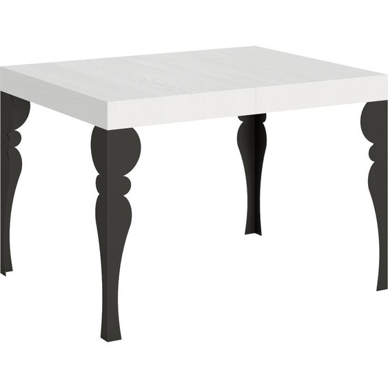 ITAMOBY - Table extensible 120/204x80 cm Paxon frêne blanc pieds anthracite
