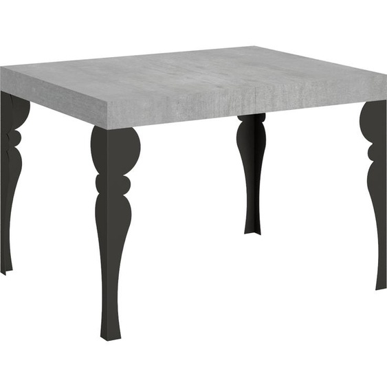 ITAMOBY - Table extensible 120/204x80 cm Paxon gris béton pieds anthracite