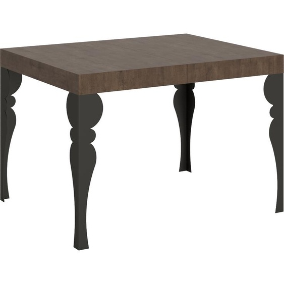 ITAMOBY - Table extensible 120/204x80 cm Paxon noyer pieds anthracite