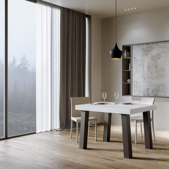 ITAMOBY - Table extensible 120/224x90 cm Bridge frêne blanc pieds anthracite