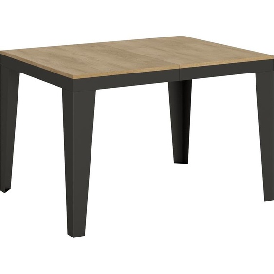 ITAMOBY - Table extensible 120/224x90 cm Flame Evolution chêne nature cadre et pieds anthracite