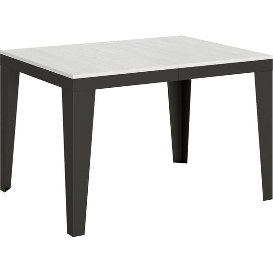 ITAMOBY - Table extensible 120/224x90 cm Flame Evolution frêne blanc cadre et pieds anthracite