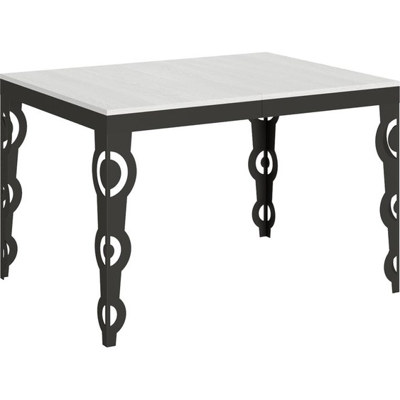 ITAMOBY - Table extensible 120/224x90 cm Karamay Evolution frêne blanc cadre et pieds anthracite
