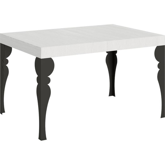 ITAMOBY - Table extensible 120/224x90 cm Paxon frêne blanc pieds anthracite
