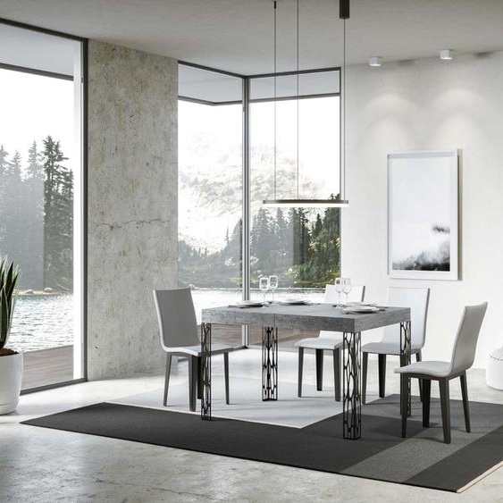 ITAMOBY - Table extensible 130/234x90 cm Ghibli gris béton pieds anthracite