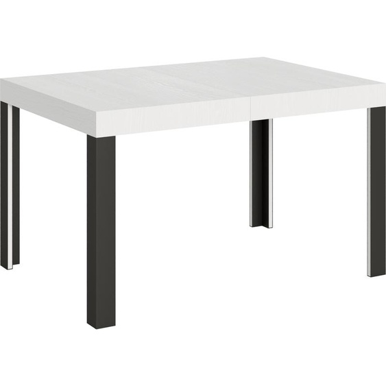 ITAMOBY - Table extensible 130/234x90 cm Linea frêne blanc pieds anthracite