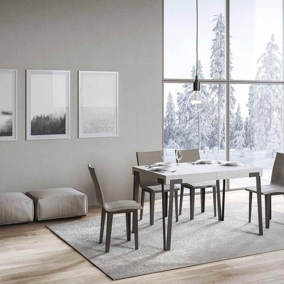 ITAMOBY - Table extensible 130/234x90 cm Rio frêne blanc pieds anthracite