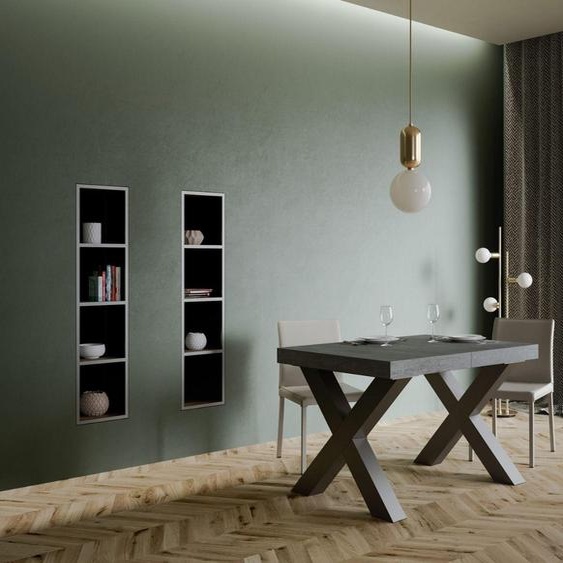 ITAMOBY - Table extensible 130/234x90 cm Traffic gris béton pieds anthracite