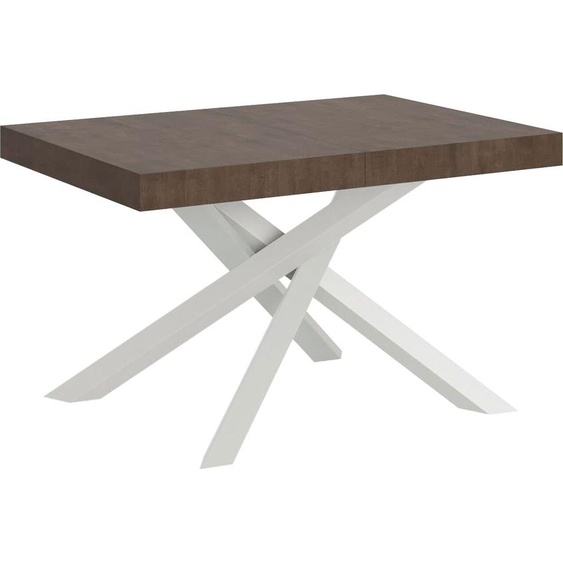ITAMOBY - Table extensible 130/234x90 cm Volantis noyer pieds blancs