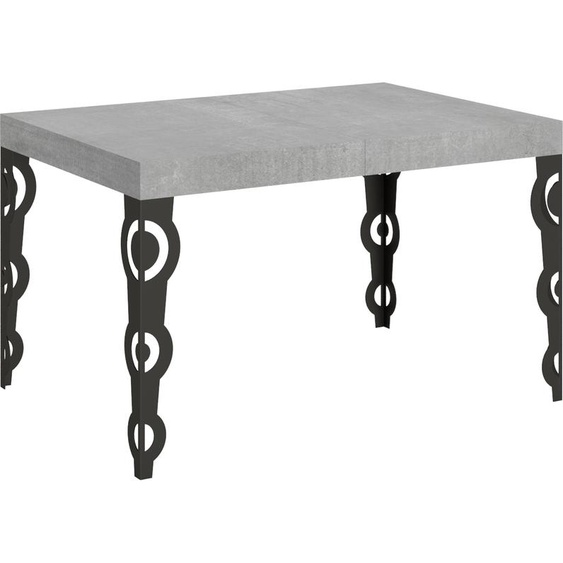 ITAMOBY - Table extensible 130/390x90 cm Karamay gris béton pieds anthracite