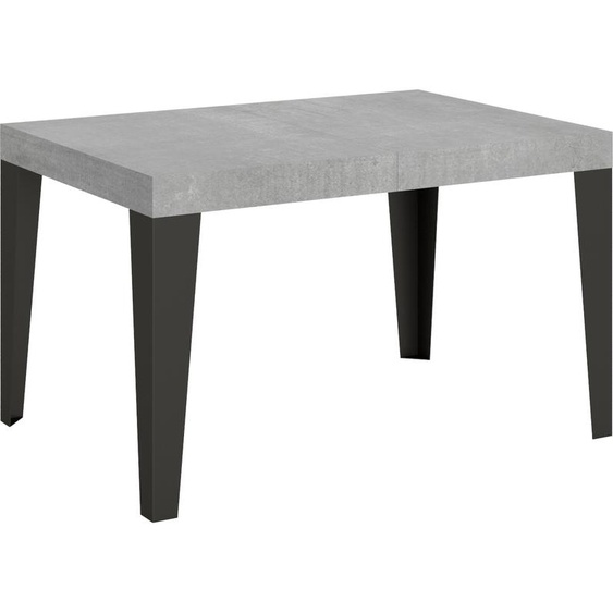 ITAMOBY - Table extensible 140/244x90 cm Flame gris béton pieds anthracite