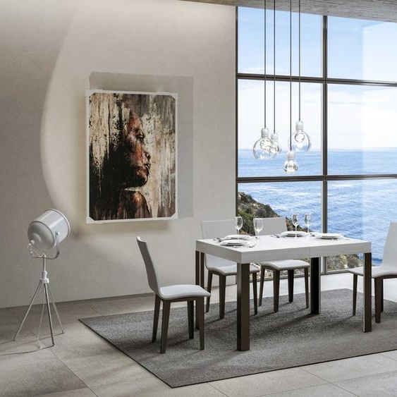 ITAMOBY - Table extensible 140/244x90 cm Linea frêne blanc pieds anthracite