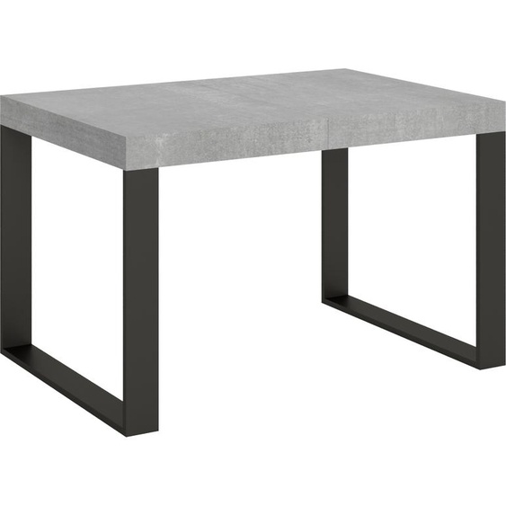 ITAMOBY - Table extensible 140/244x90 cm Tecno gris béton pieds anthracite