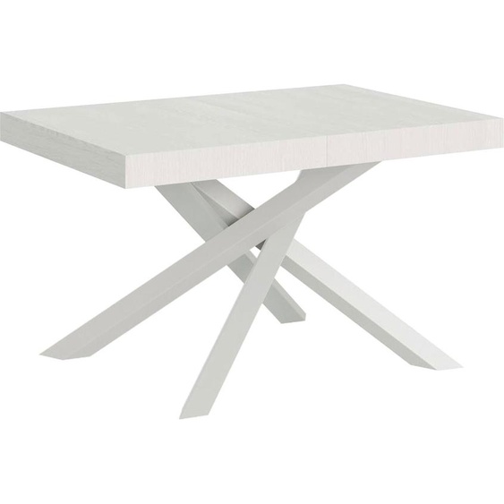 ITAMOBY - Table extensible 140/244x90 cm Volantis frêne blanc pieds blancs