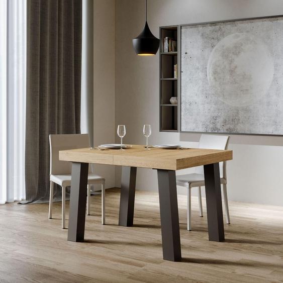 ITAMOBY - Table extensible 140/400x90 cm Bridge chêne nature pieds anthracite