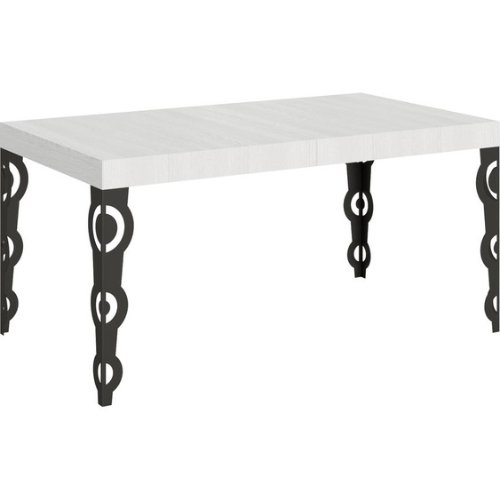 ITAMOBY - Table extensible 160/244x80 cm Karamay frêne blanc pieds anthracite