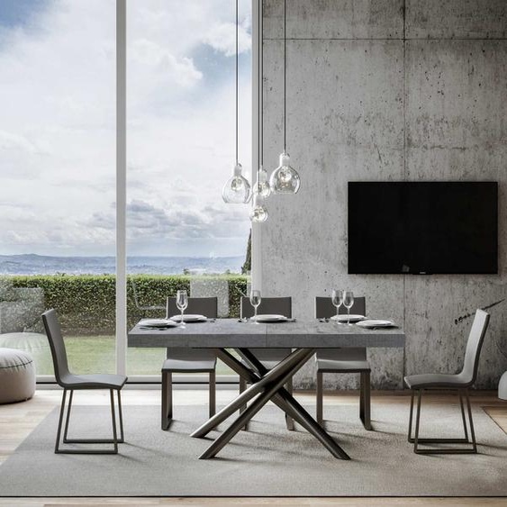 ITAMOBY - Table extensible 160/264x90 cm Famas gris béton pieds anthracite