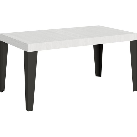 ITAMOBY - Table extensible 160/264x90 cm Flame frêne blanc pieds anthracite