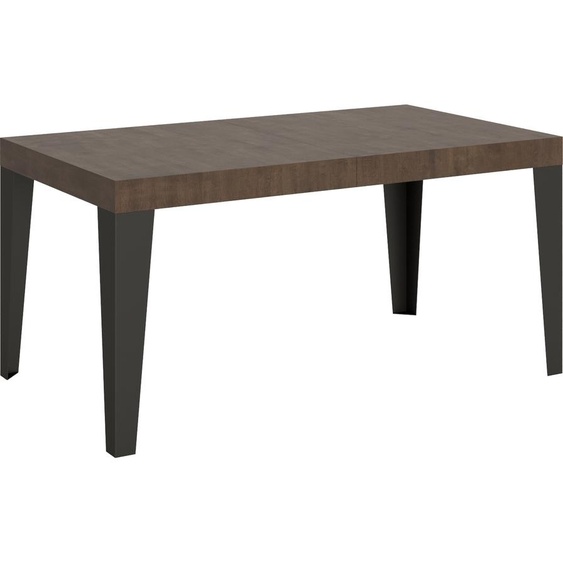 ITAMOBY - Table extensible 160/264x90 cm Flame noyer pieds anthracite