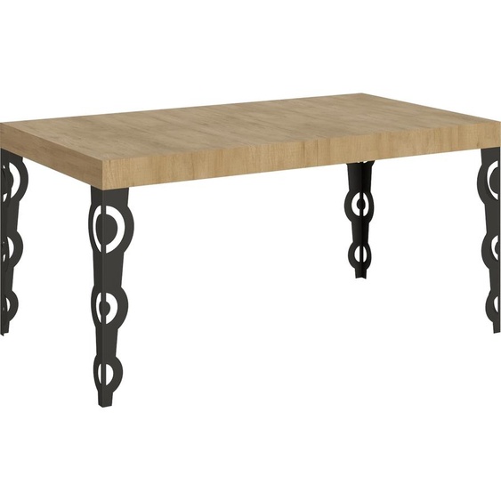 ITAMOBY - Table extensible 160/264x90 cm Karamay chêne nature pieds anthracite